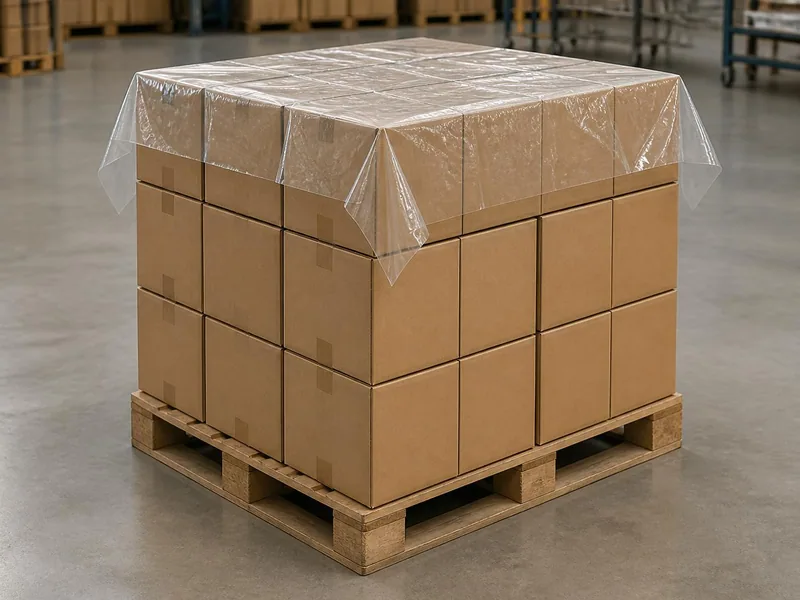 Coiffe plastique posée sur le haut d’une palette
